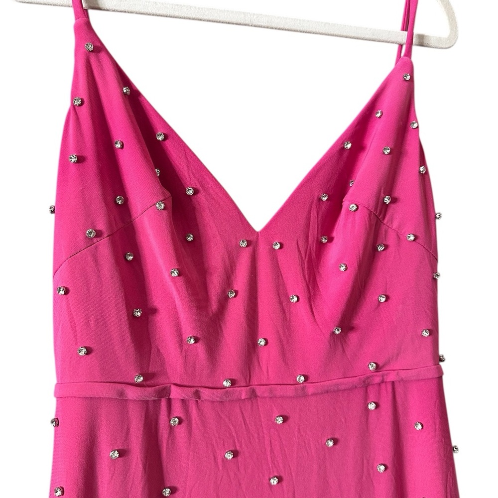 Mac Duggal Pink Rhinestone Embellished Sleeveless V-Neck Gown - Picture 7 of 11